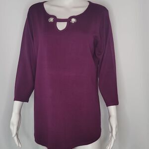 United States Sweaters Purple 3/4 Sleeve Sweater
